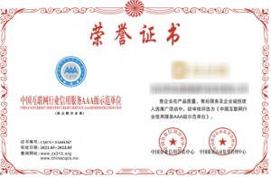 中国互联网行业信用服务 AAA 级示范单位